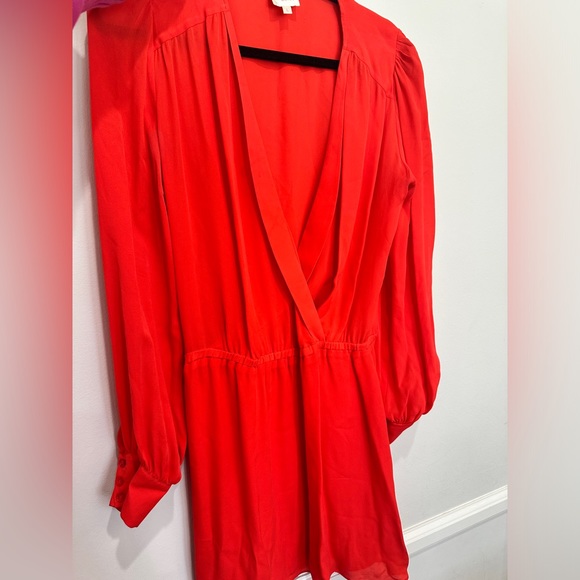 Parker red orange long sleeve SILK dress - Picture 7 of 12